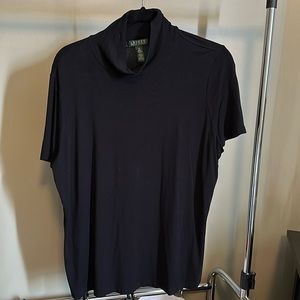 RALPH LAUREN Black light weight stretch jersey turtle neck t-shirt.
